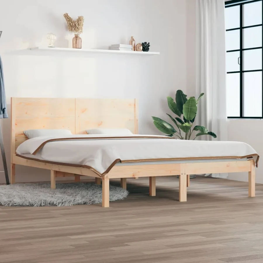 Cadre de lit sans matelas 135x190 cm bois massif