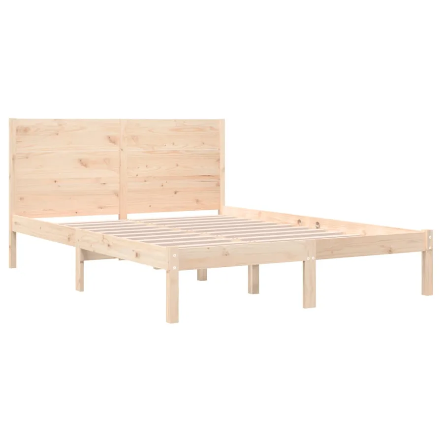 Cadre de lit sans matelas 135x190 cm bois massif - 4