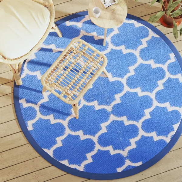 Tapis d'extérieur ARAKIL bleu Ø160 cm PP