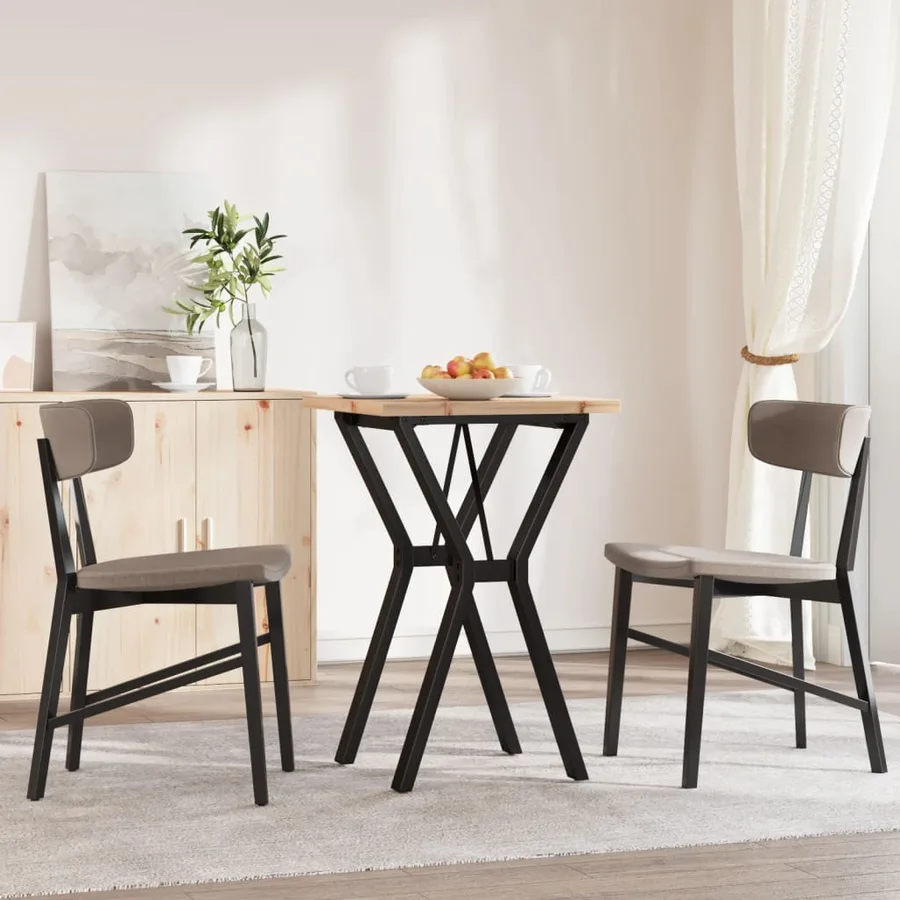 Table à manger cadre en Y 50x50x75,5cm bois de pin massif acier - 3