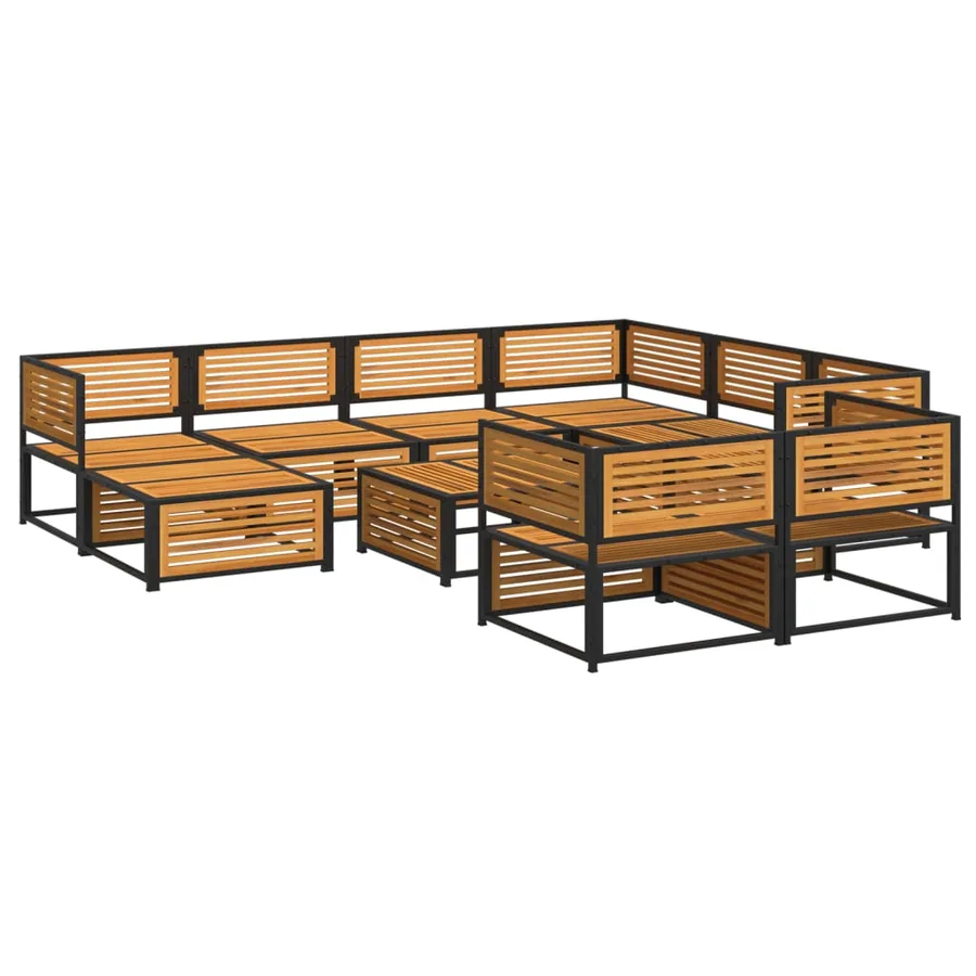 Salon de jardin avec coussins 10 pcs bois d'acacia solide - 3