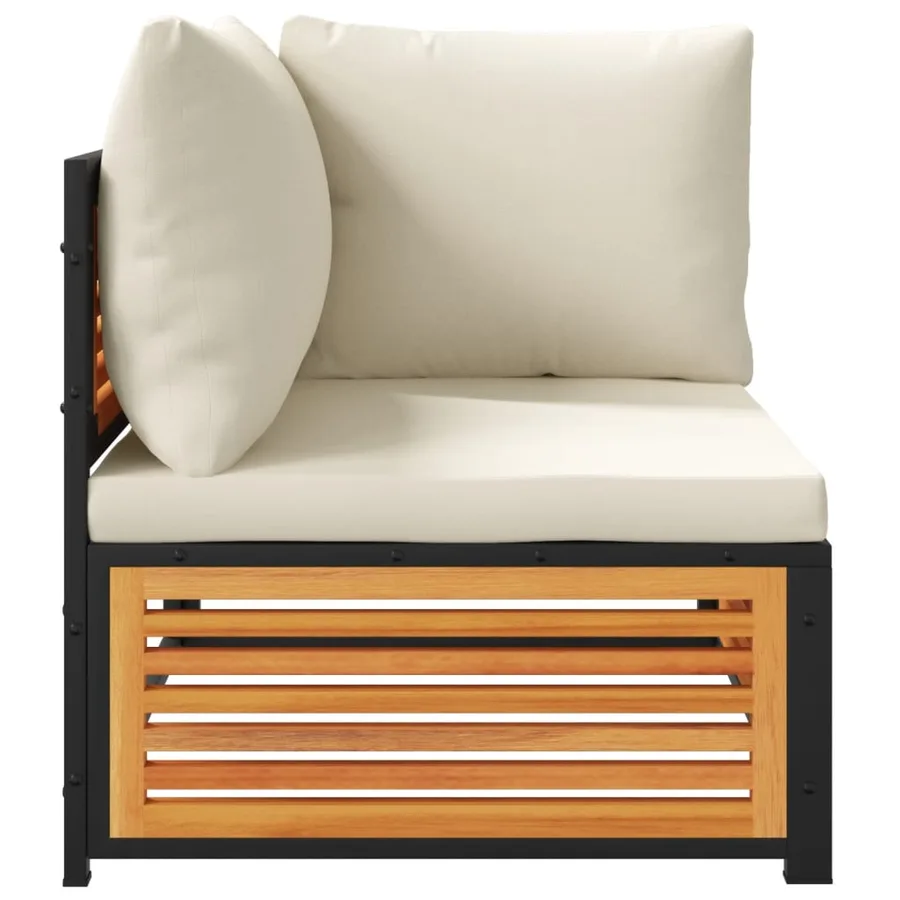 Salon de jardin avec coussins 2 pcs bois massif acacia - 6