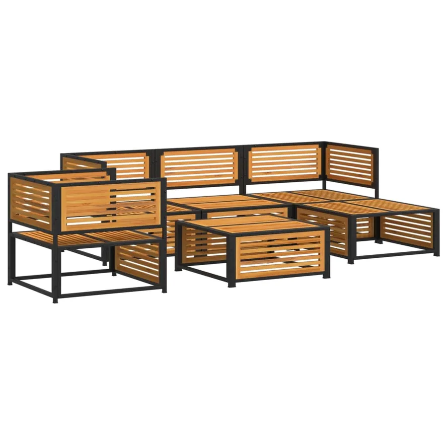 Salon de jardin avec coussins 6 pcs bois d'acacia solide - 3
