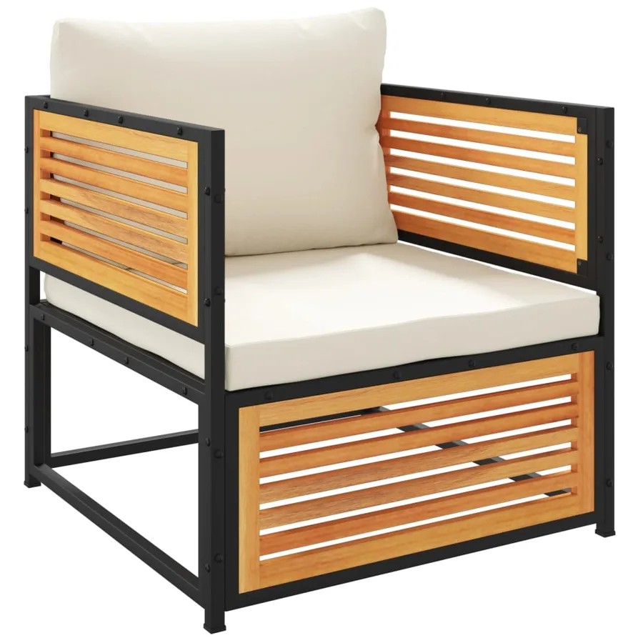Salon de jardin avec coussins 6 pcs bois d'acacia solide - 4