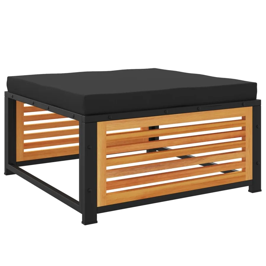 Tabouret de jardin avec coussin 68x68x30cm bois massif d'acacia - 2