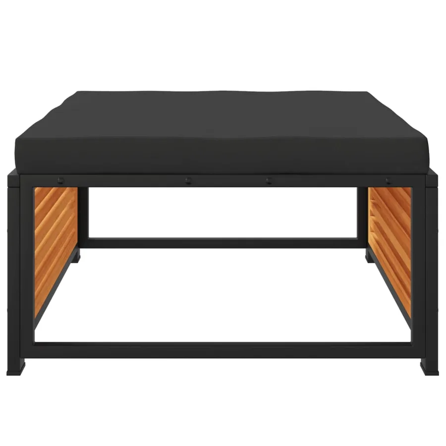 Tabouret de jardin avec coussin 68x68x30cm bois massif d'acacia - 6