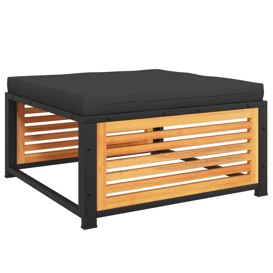 Tabouret de jardin avec coussin 68x68x30cm bois massif d'acacia - 7