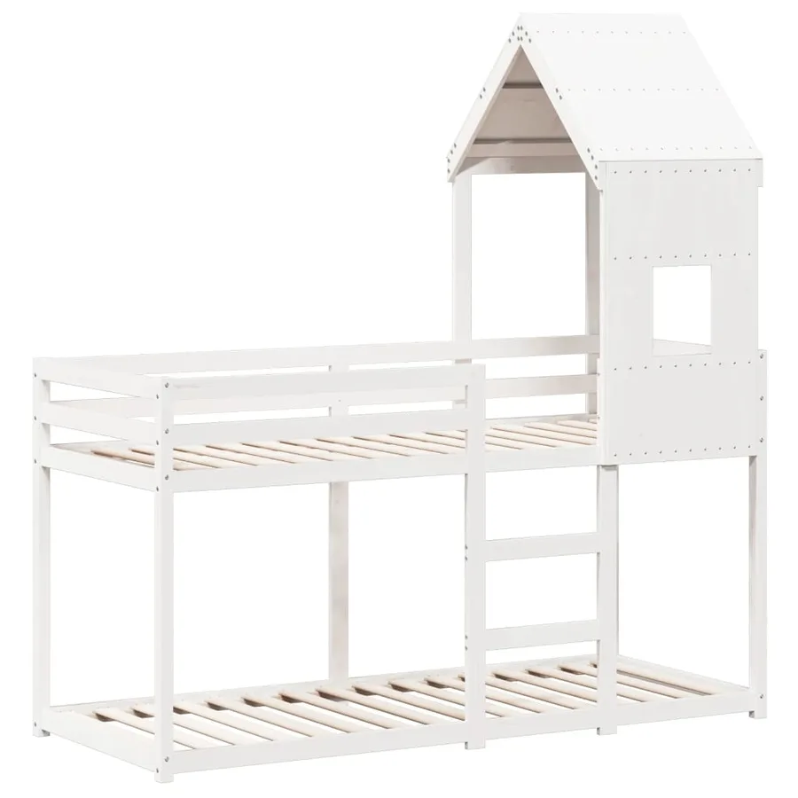 Lit superposé sans matelas blanc 90x200 cm bois de pin massif - 3