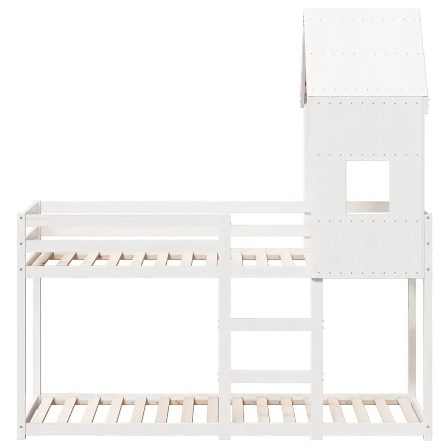 Lit superposé sans matelas blanc 90x200 cm bois de pin massif - 4