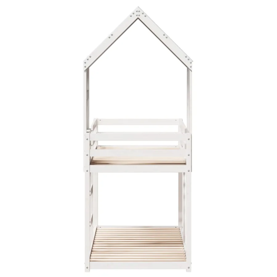 Lit superposé sans matelas blanc 90x200 cm bois de pin massif - 5