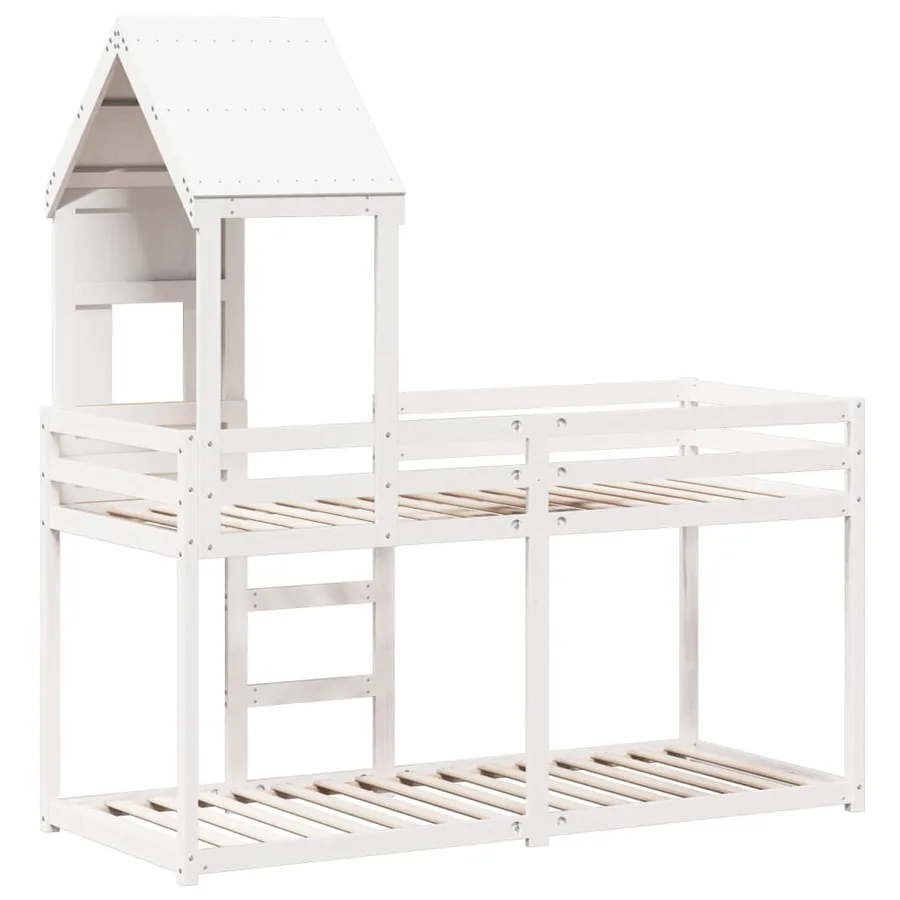 Lit superposé sans matelas blanc 90x200 cm bois de pin massif - 6