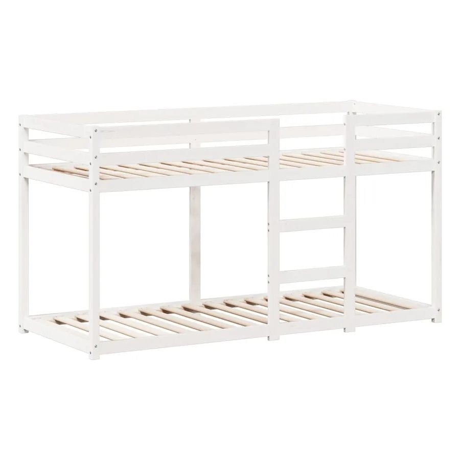Lit superposé sans matelas blanc 90x200 cm bois de pin massif - 7