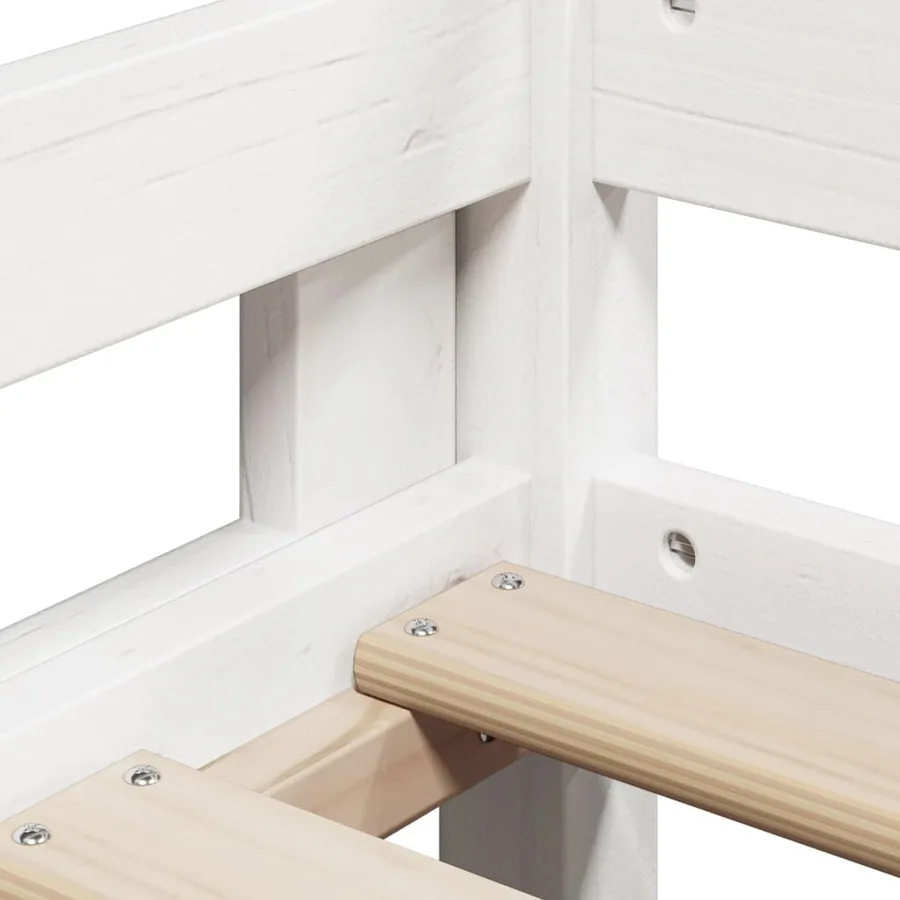 Lit superposé sans matelas blanc 90x200 cm bois de pin massif - 9