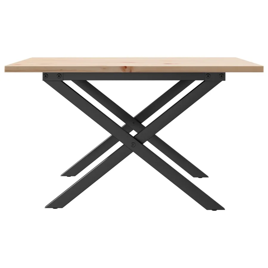 Table basse cadre en X 60x60x40 cm bois de pin massif et acier - 5