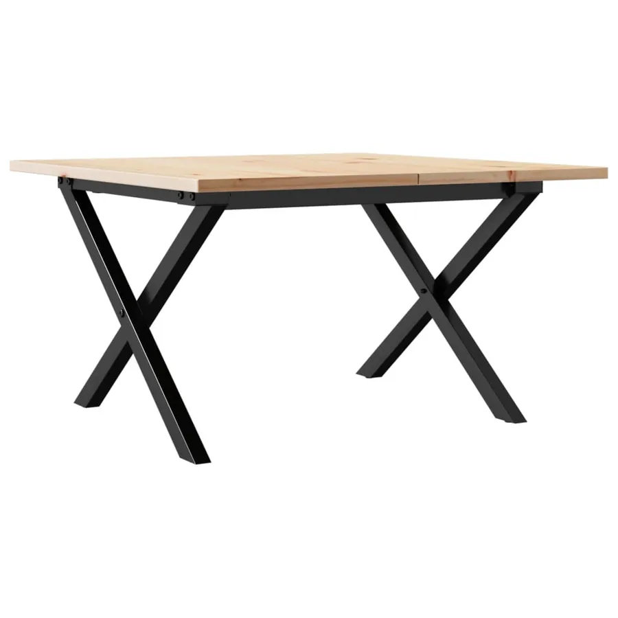 Table basse cadre en X 60x60x40 cm bois de pin massif et acier - 6