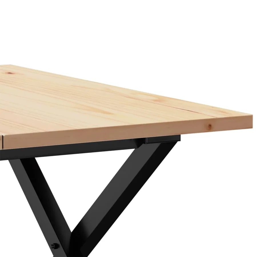 Table basse cadre en X 60x60x40 cm bois de pin massif et acier - 7