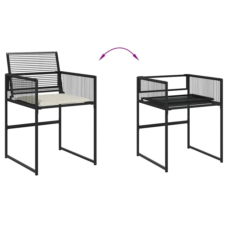 Ensemble à manger de jardin coussins 7 pcs noir résine tressée - 4