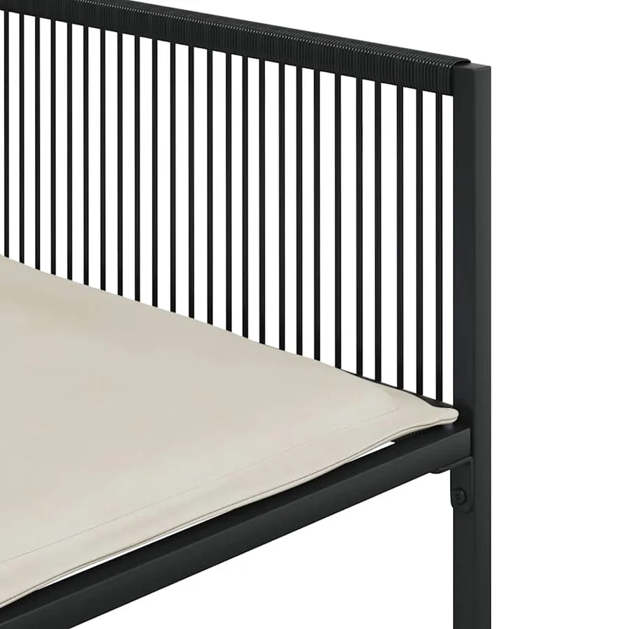 Ensemble à manger de jardin coussins 7 pcs noir résine tressée - 7