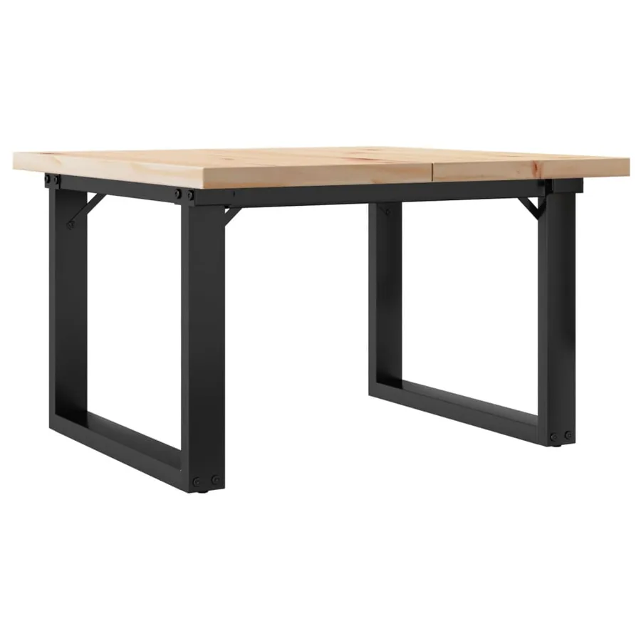 Table basse cadre en O 60x60x40,5cm bois de pin massif et acier - 6