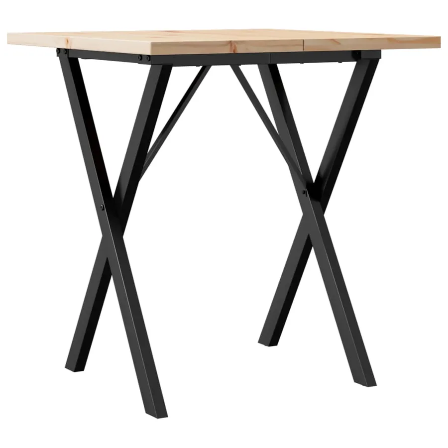 Table à manger cadre en X 60x60x75,5cm bois de pin massif acier - 2