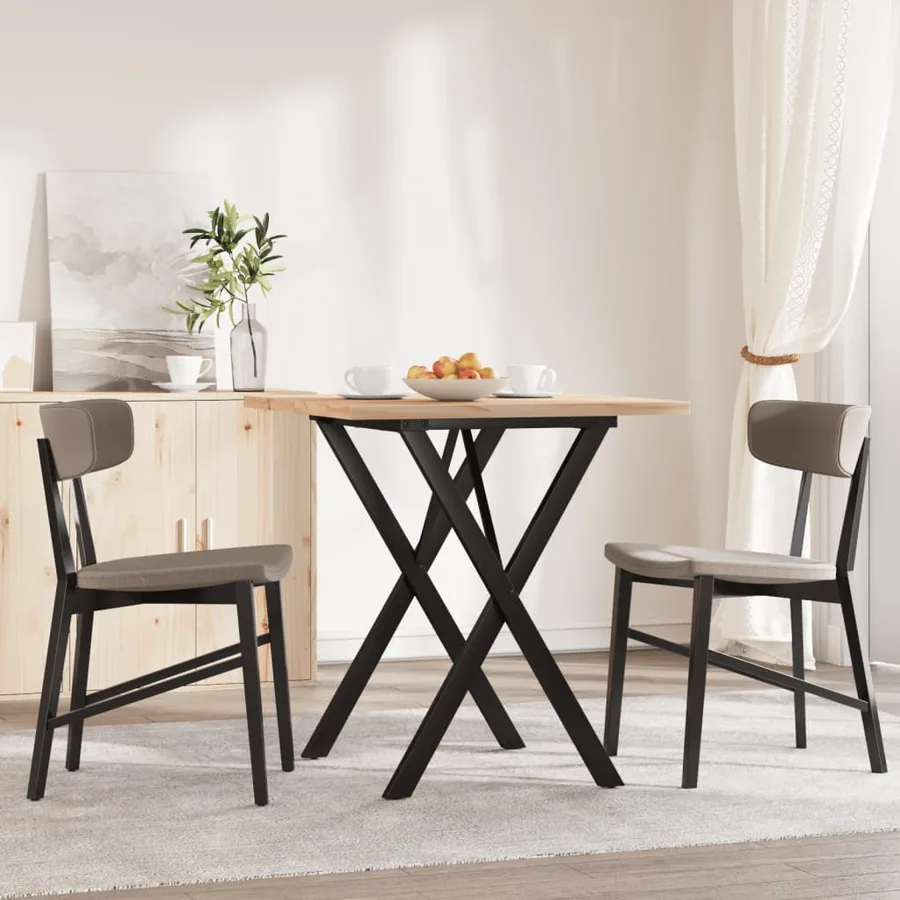 Table à manger cadre en X 60x60x75,5cm bois de pin massif acier - 3