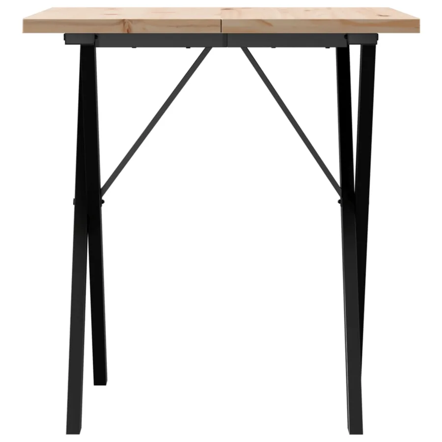 Table à manger cadre en X 60x60x75,5cm bois de pin massif acier - 4