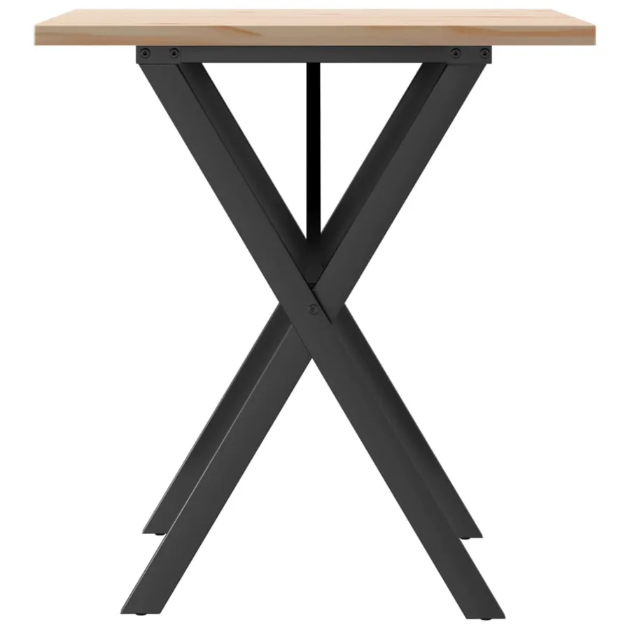 Table à manger cadre en X 60x60x75,5cm bois de pin massif acier - 5