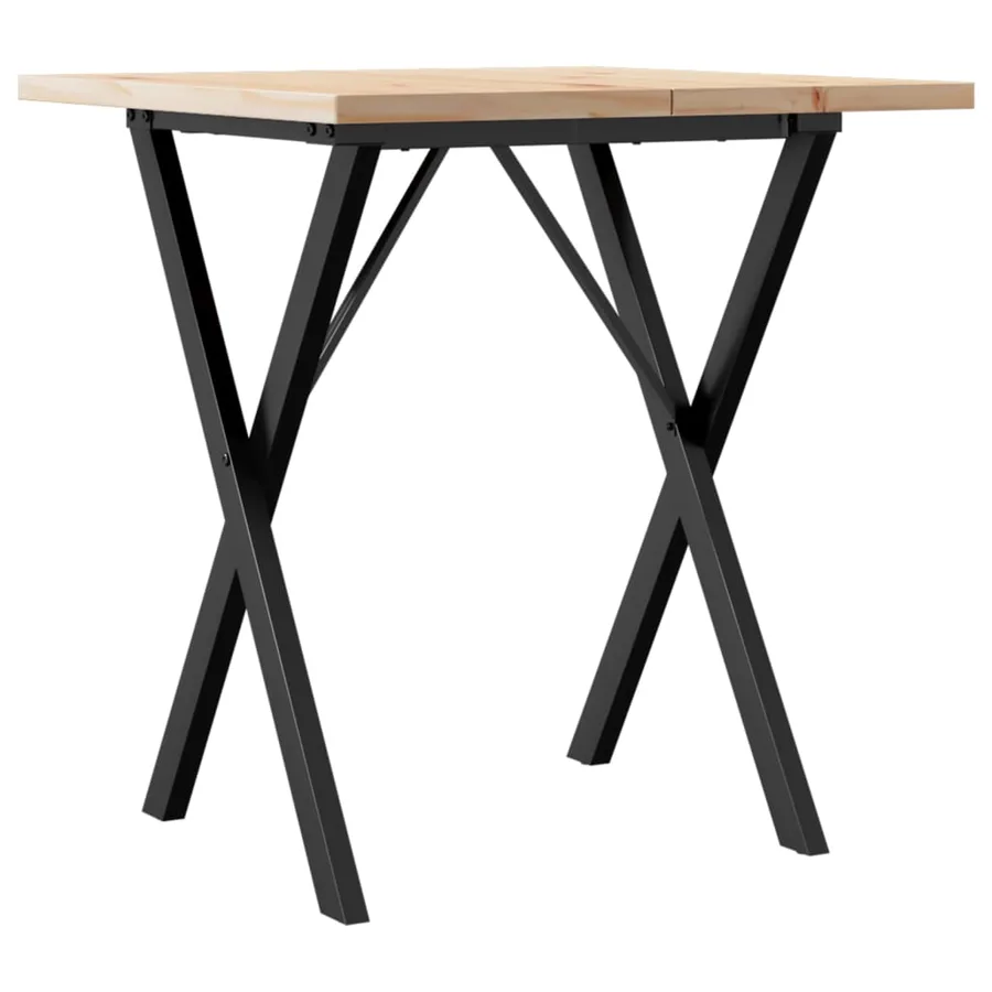 Table à manger cadre en X 60x60x75,5cm bois de pin massif acier - 6