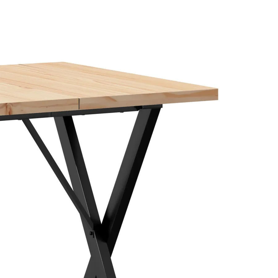 Table à manger cadre en X 60x60x75,5cm bois de pin massif acier - 7