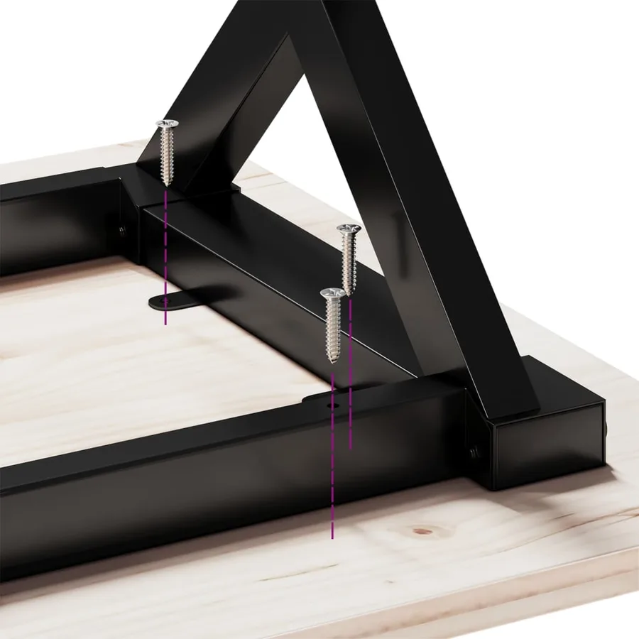 Table à manger cadre en X 60x60x75,5cm bois de pin massif acier - 8