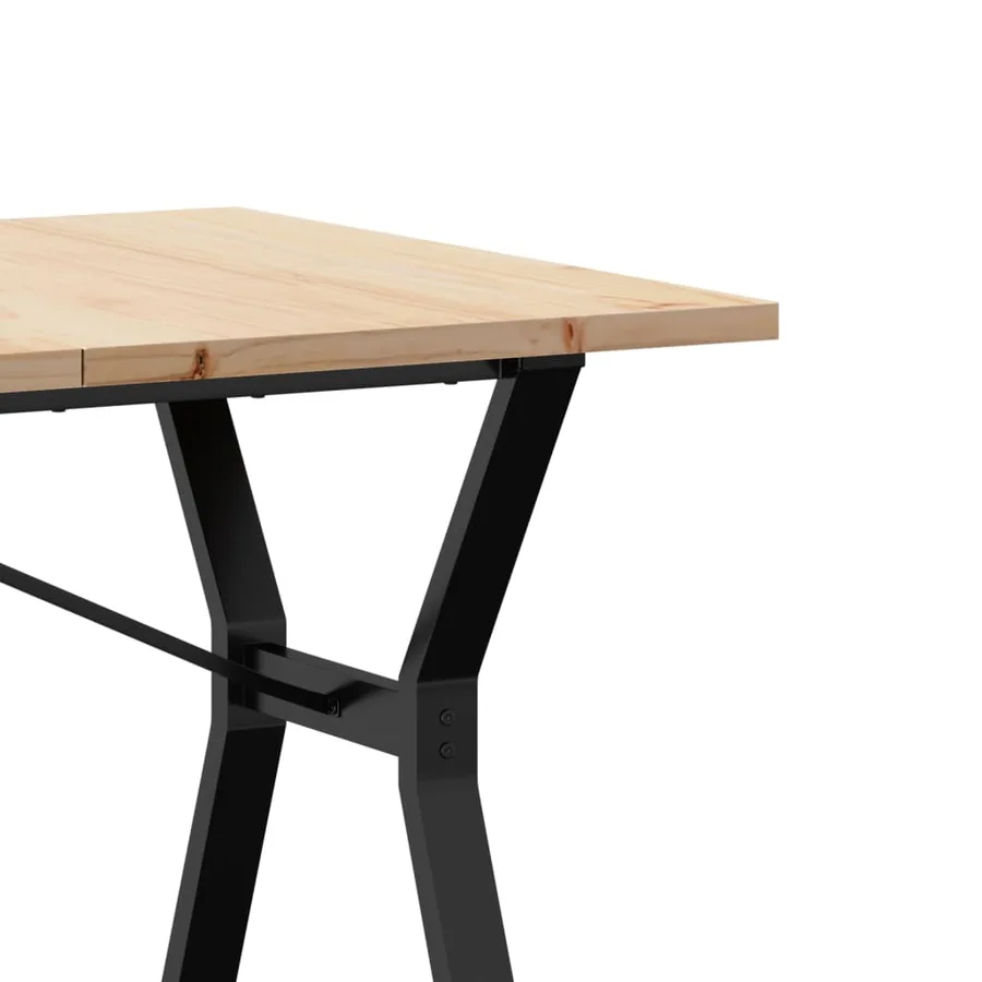 Table à manger cadre en Y 160x80x75,5 cm bois pin massif acier - 7