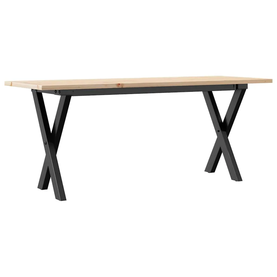 Table basse cadre en X 110x40x45 cm bois de pin massif et acier - 6