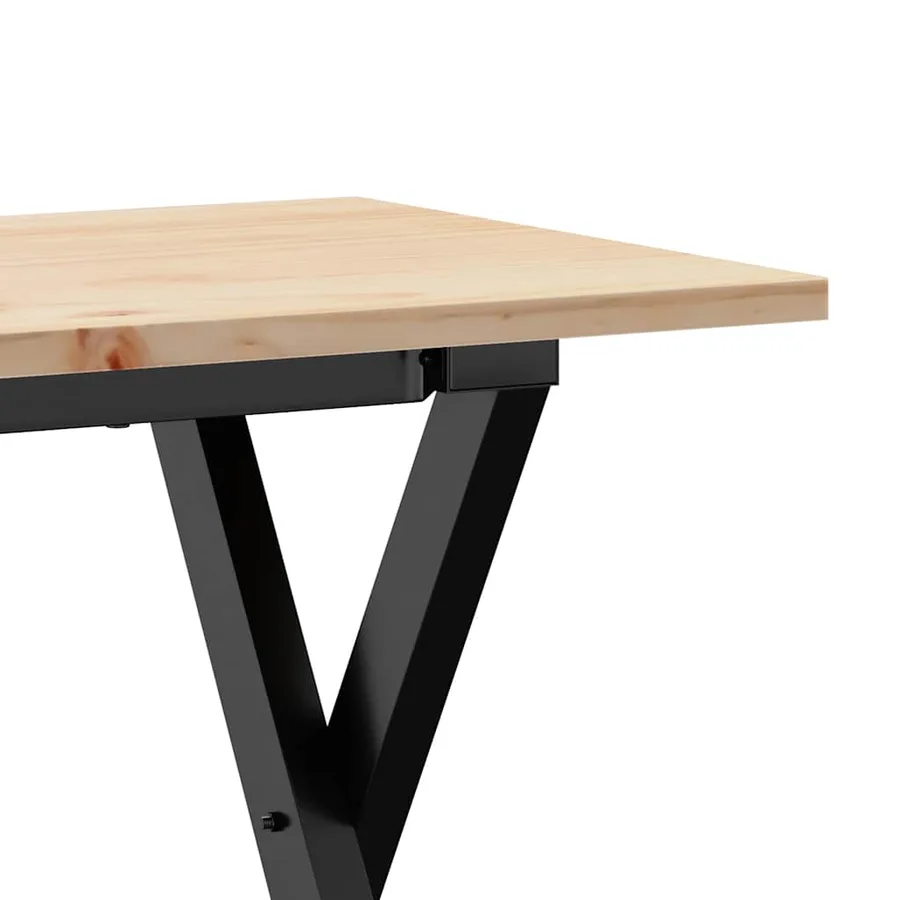 Table basse cadre en X 110x40x45 cm bois de pin massif et acier - 7