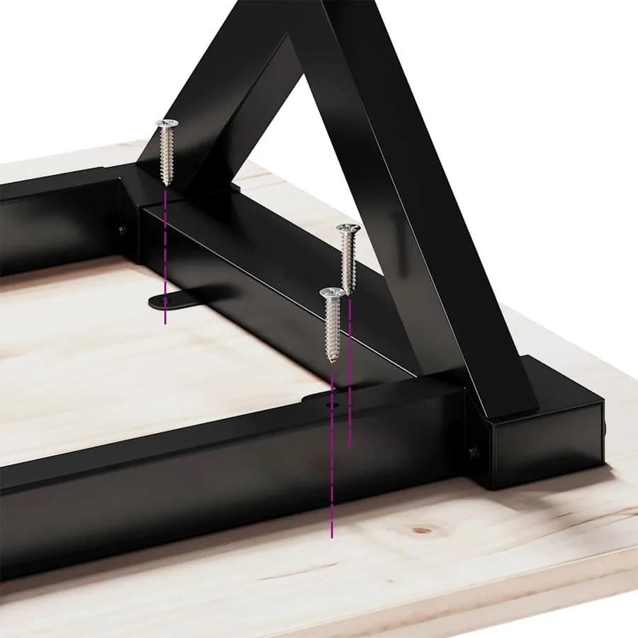 Table basse cadre en X 110x40x45 cm bois de pin massif et acier - 8