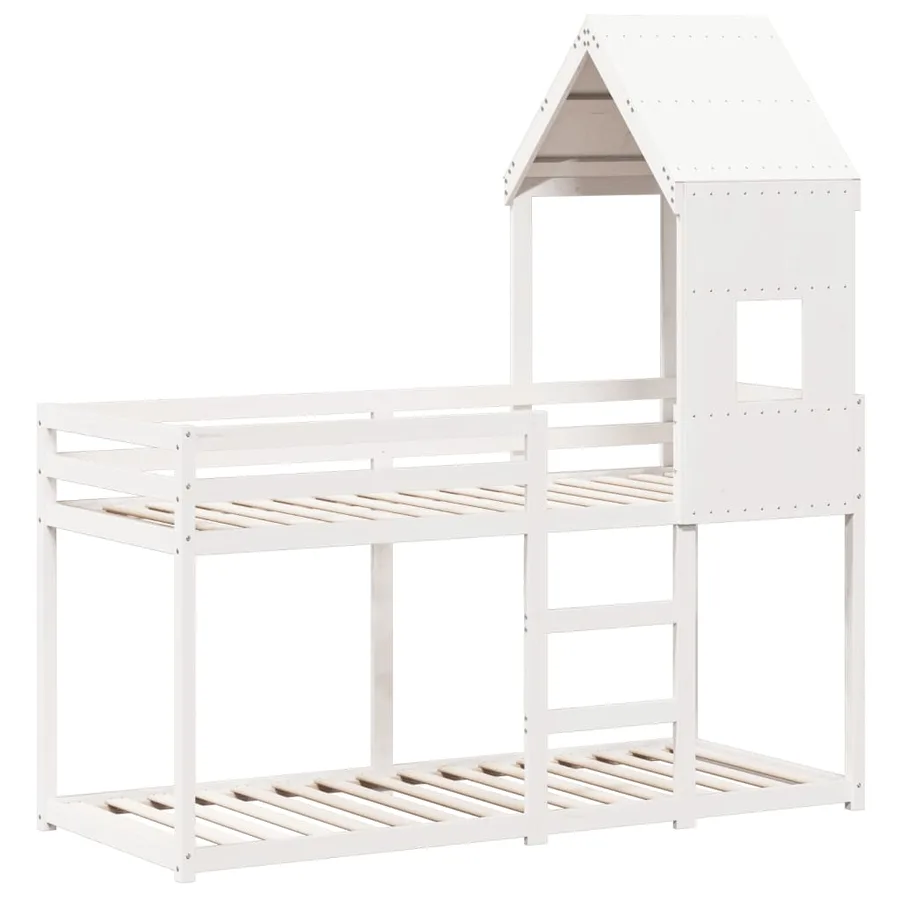 Lit superposé sans matelas blanc 90x200 cm bois de pin massif - 3
