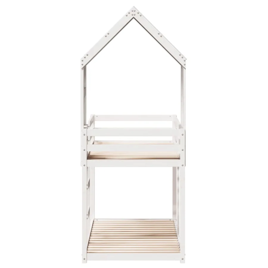 Lit superposé sans matelas blanc 90x200 cm bois de pin massif - 7