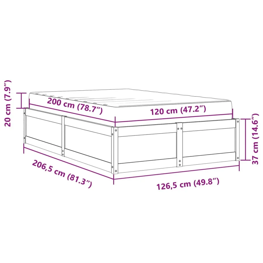 Lit avec matelas cire marron 120x200 cm bois massif de pin - 13