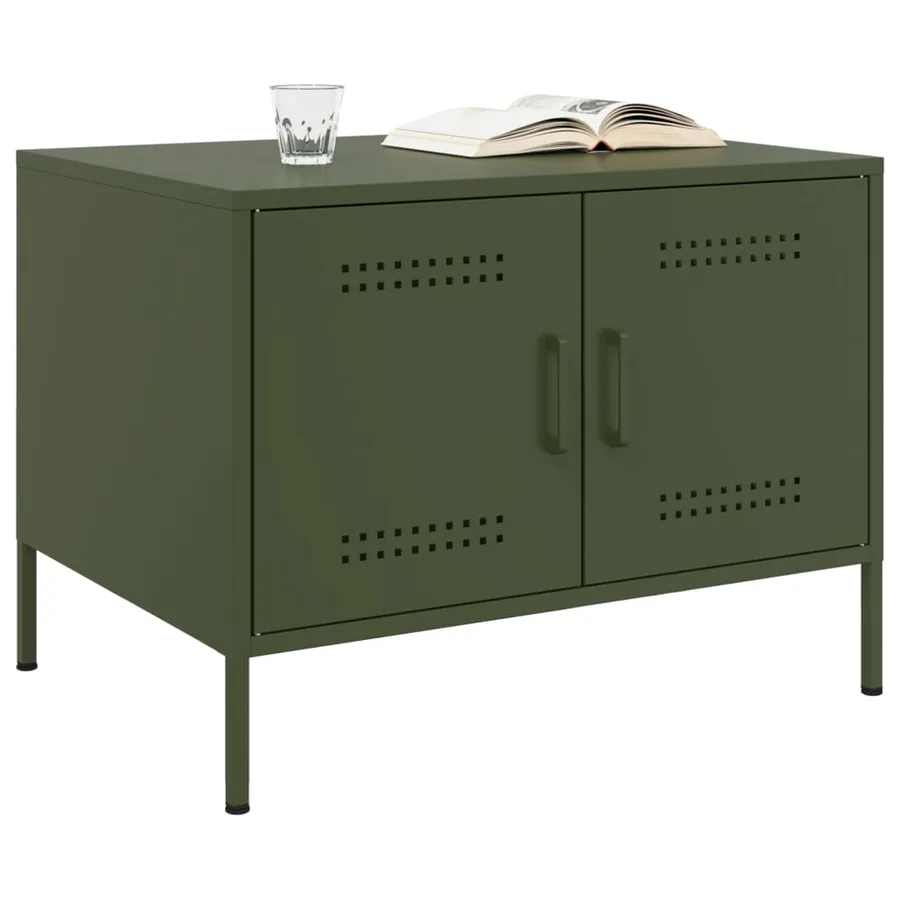 Table basse vert olive 68x50x50,5 cm acier - 4