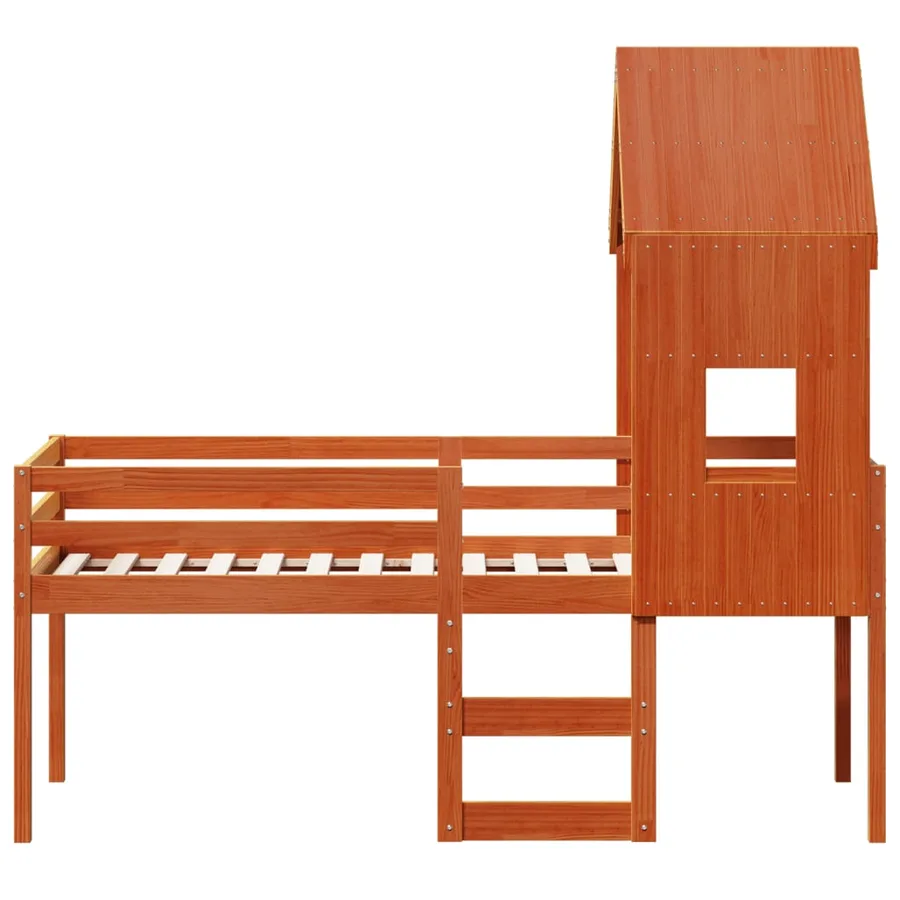 Lit haut sans matelas cire marron 90x200 cm bois de pin massif - 4