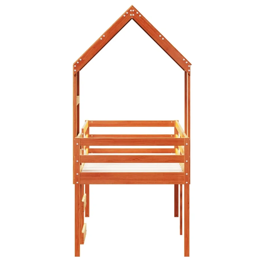 Lit haut sans matelas cire marron 90x200 cm bois de pin massif - 7