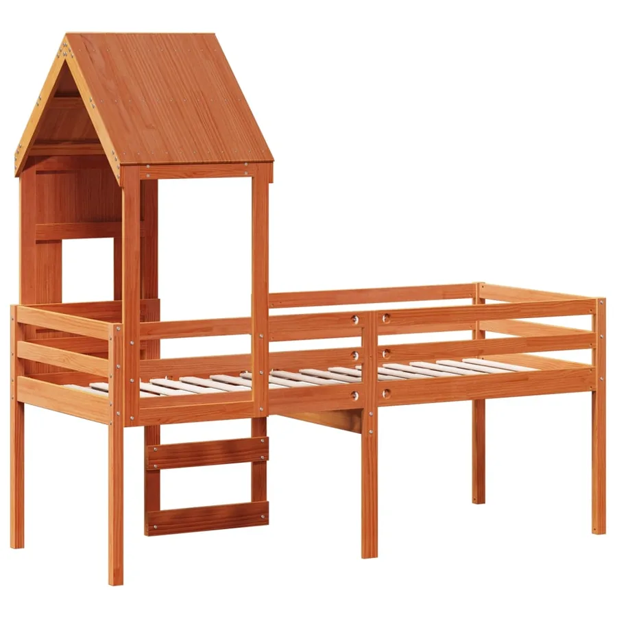 Lit haut sans matelas cire marron 90x200 cm bois de pin massif - 8