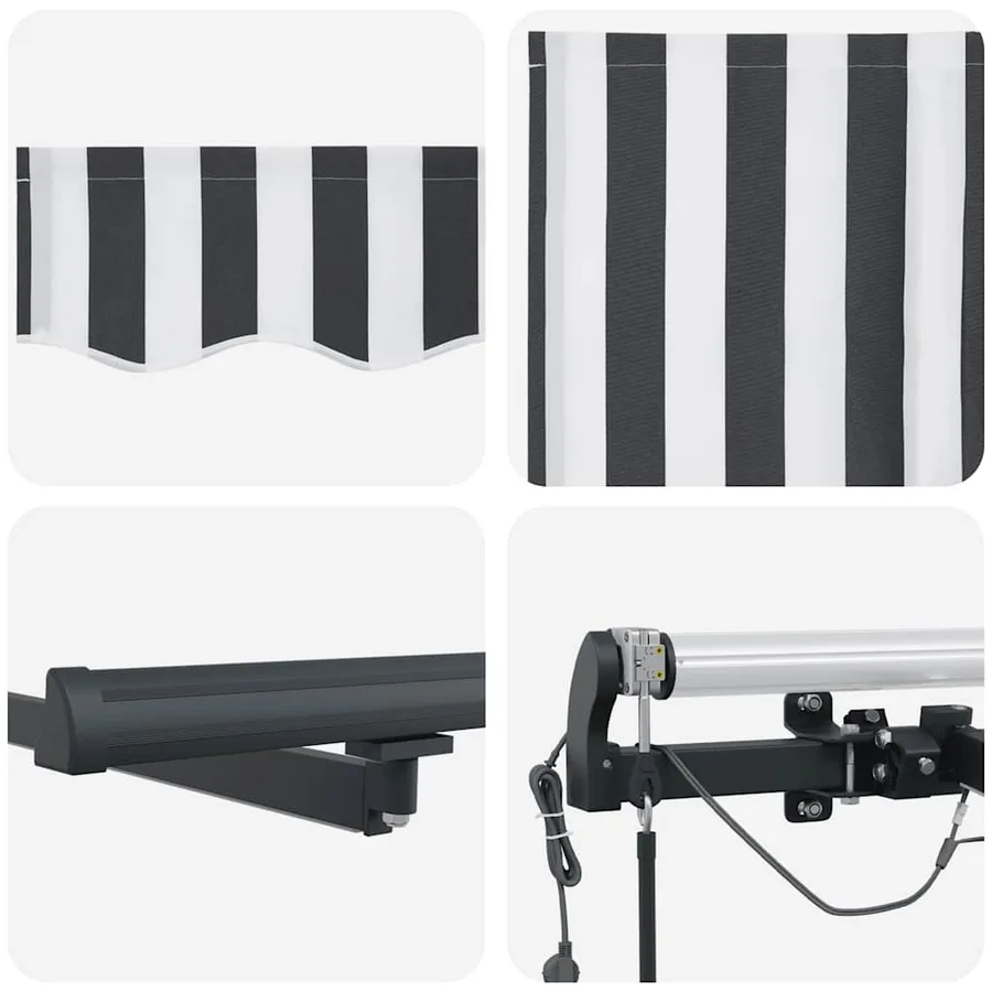 Auvent rétractable automatique avec LED anthracite et blanc - 12