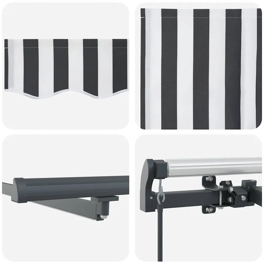 Auvent manuel rétractable avec LED anthracite blanc 500x300 cm - 11