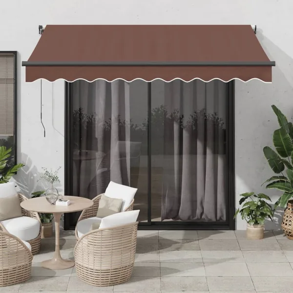 Auvent rétractable automatique avec LED marron 350x250 cm