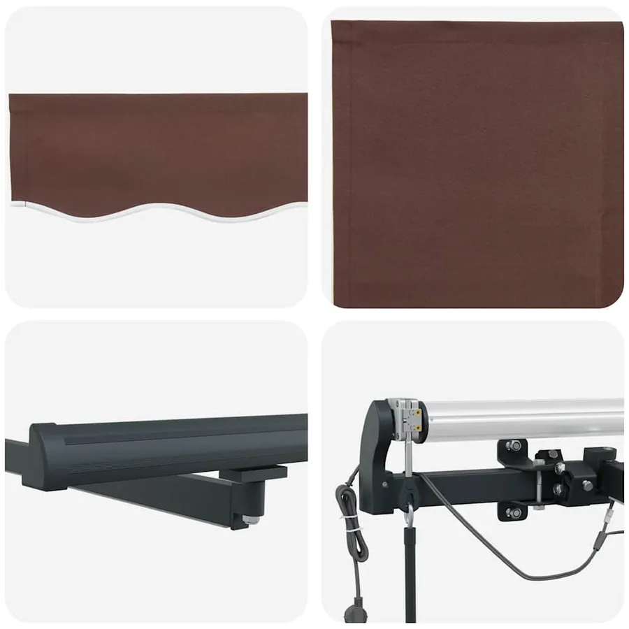 Auvent rétractable automatique avec LED marron 600x300 cm - 12