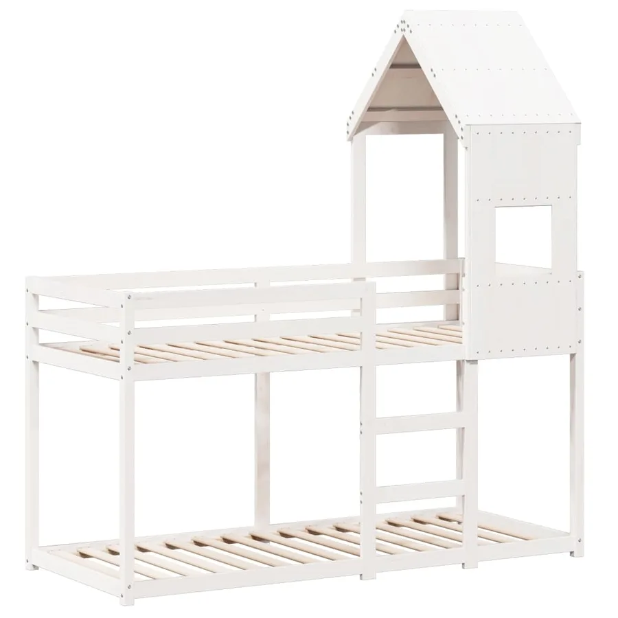 Lit superposé sans matelas blanc 90x190 cm bois de pin massif - 3