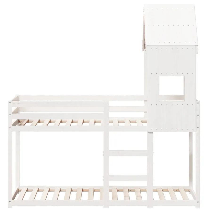 Lit superposé sans matelas blanc 90x190 cm bois de pin massif - 4