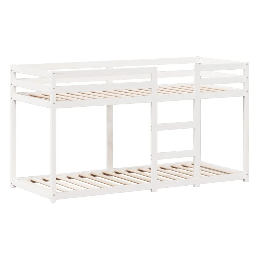 Lit superposé sans matelas blanc 90x190 cm bois de pin massif - 5