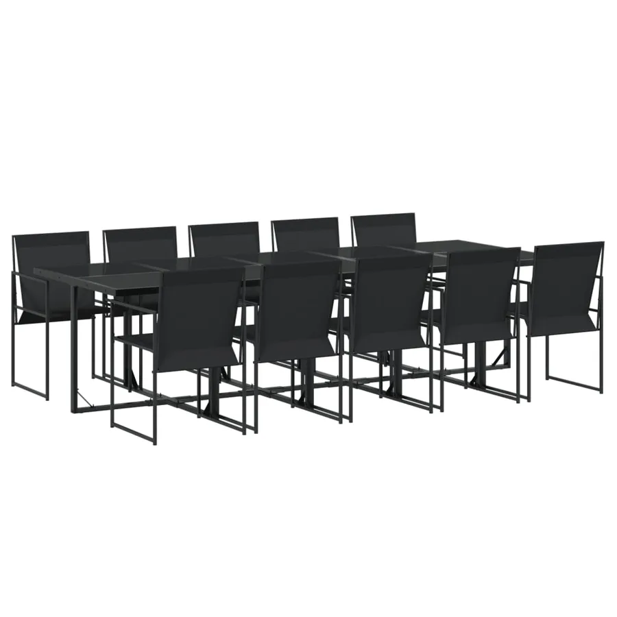 Ensemble à manger de jardin 11 pcs noir textilène - 2