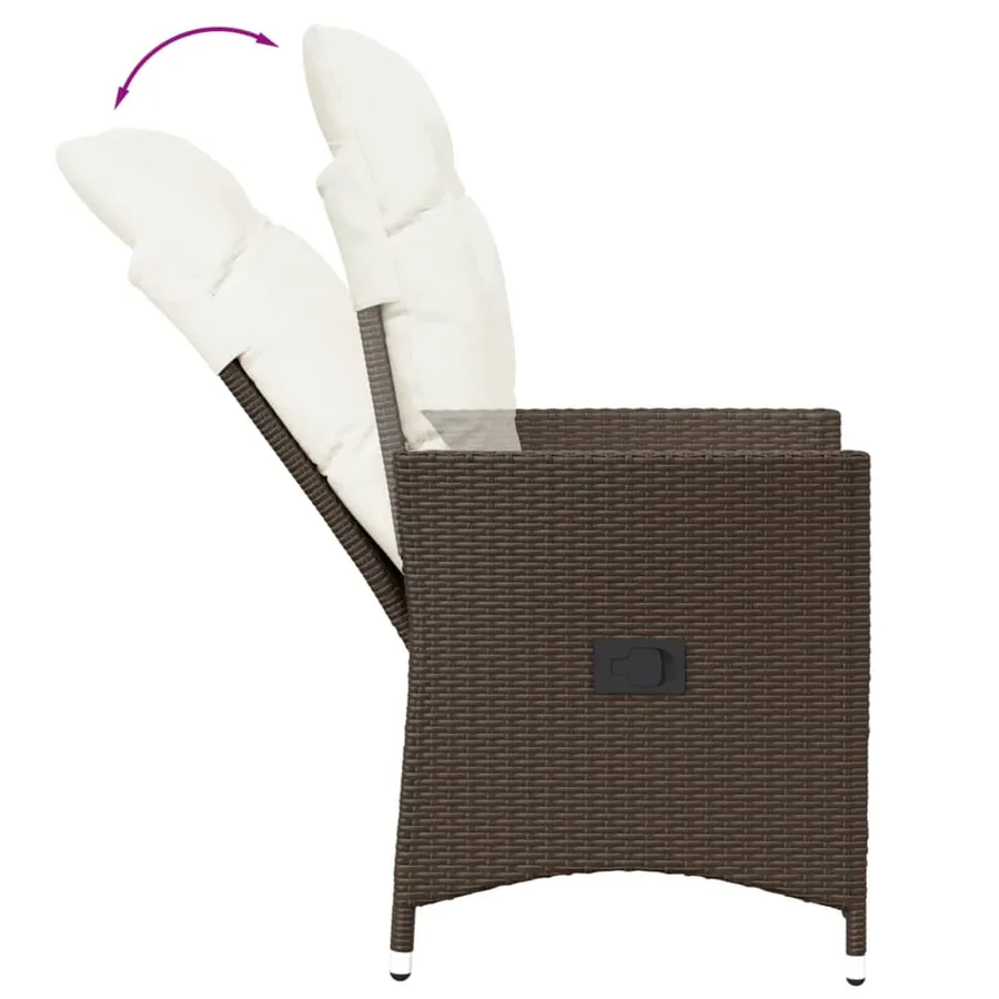 Ensemble de bistro 3 pcs avec coussins marron résine tressée - 5